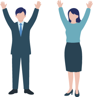 チクマノレンタルサービスを喜んでいる二人のイラスト画像